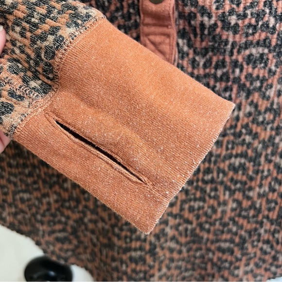 We The Free Everest Waffle Knit Henley Top in Brown Leopard Print, Size S - Picture 7 of 9